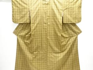 格子織り出し手織り紬着物